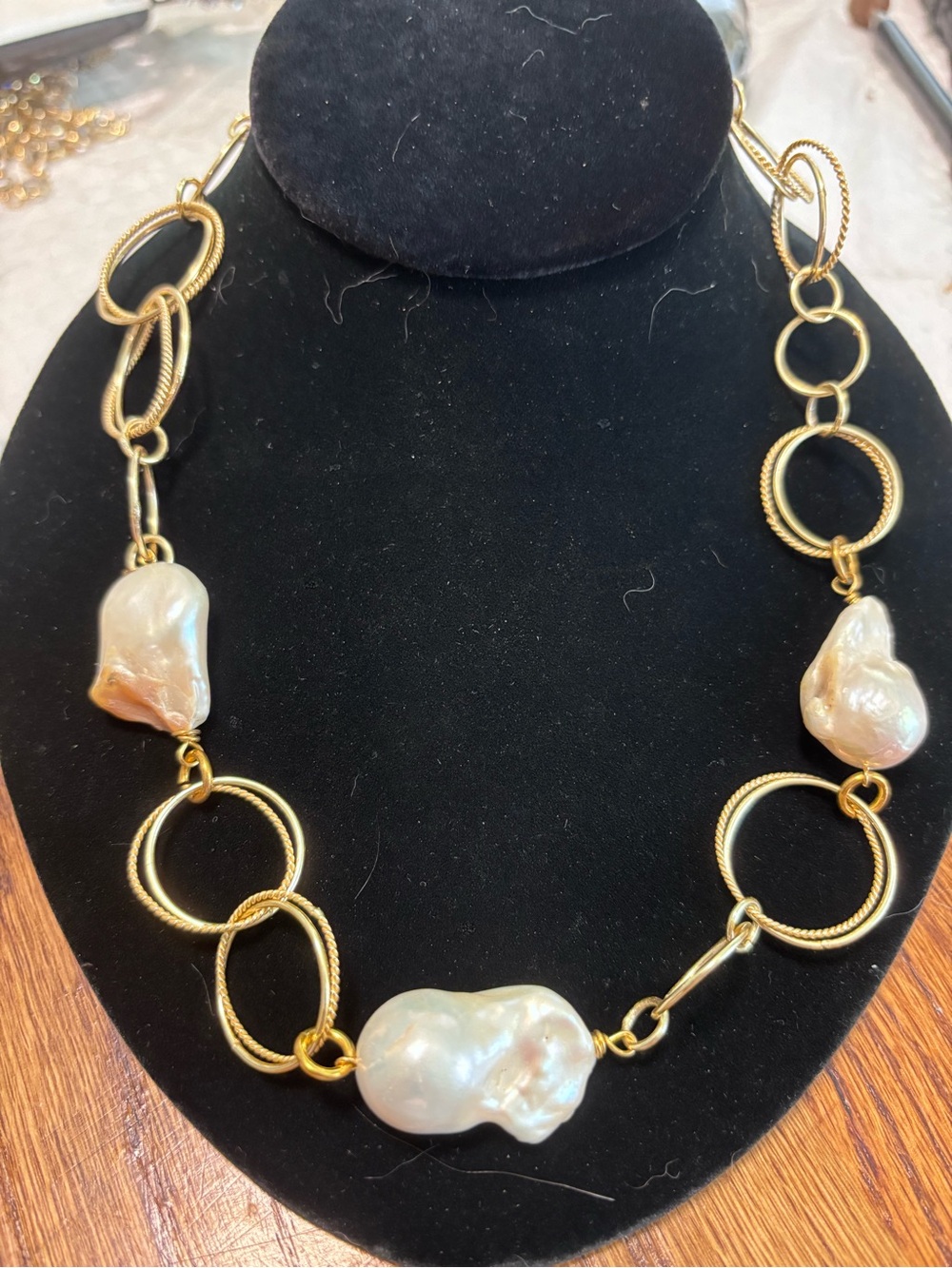 Baroque Pearl Necklace in Gold Tone